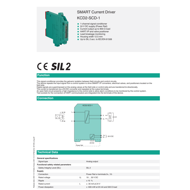 KCD2-SCD-1 P+F Intrinsic Safety Barrier SMART Current Driver PEPPERL+FUCHS Zener Barrier