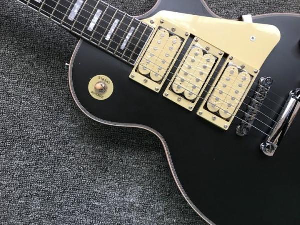 Flame Top matte black Color LP 3 Pickups Ace Frehley Budokan Vintage Electric Guitar