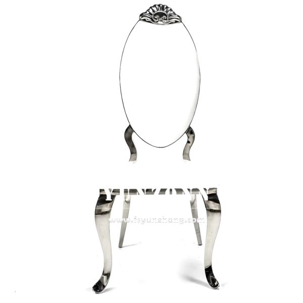 Modern Gold Stainless Steel Oval Back Chair with Leather for Dining Hall Hotel and Wedding Contemporary Style for Apartment