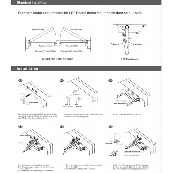 30 - 45KG Commercial Automatic Door Closer For Wooden / Metal Door