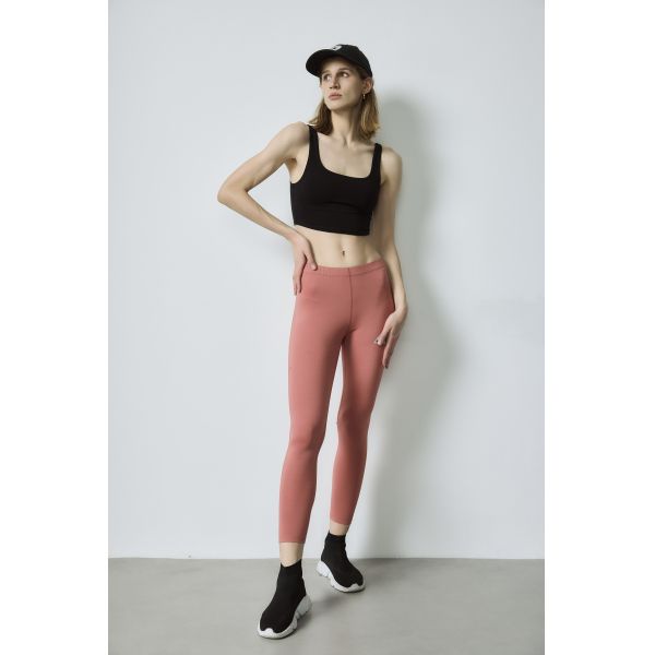 Dusty Pink Yoga Wear  Sleeveless Yoga Cropped Tank Black Square Neck