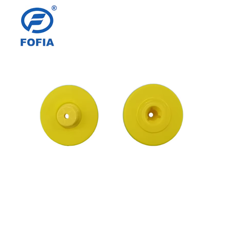 New UHF Waterproof RFID TPU 5.7mm Yellow Animal Ear Tags ET933+T901 Chips 5 Year Warranty Fofia Cattle Use