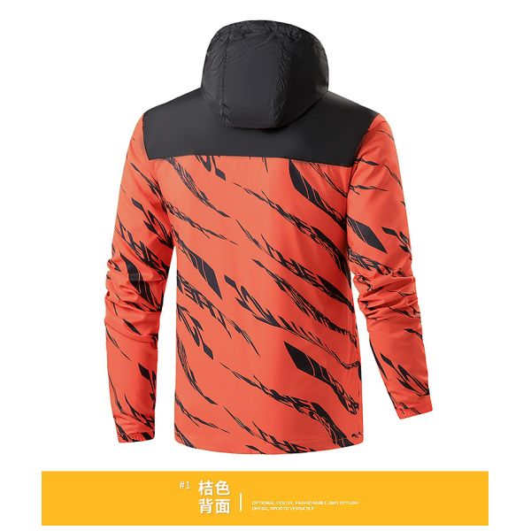Plus Size Men's Hooded Trench Coat with Windproof Protection and 3D Print Decoration