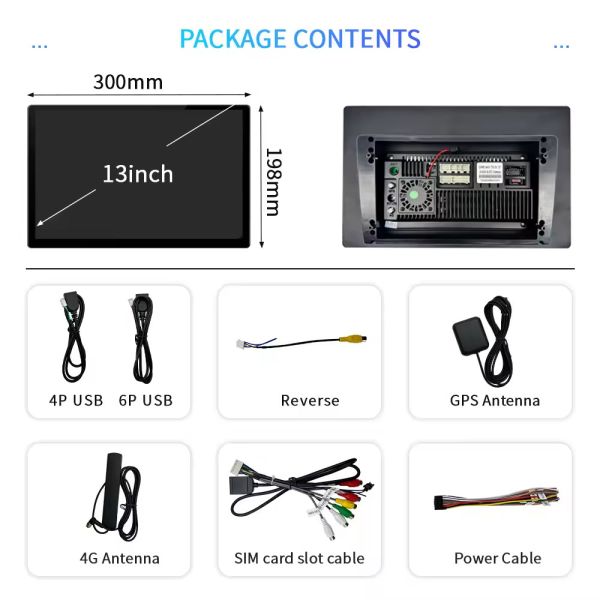 Универсальный автомобильный андроид Dvd HD Player 13 дюймовый сенсорный экран Автомобильный видеоплеер