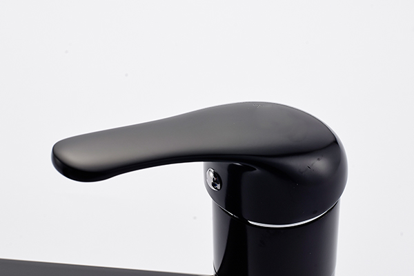 Black Painting Long Neck Kitchen Faucet , ROVATE Kitchen Sink Mixer Taps