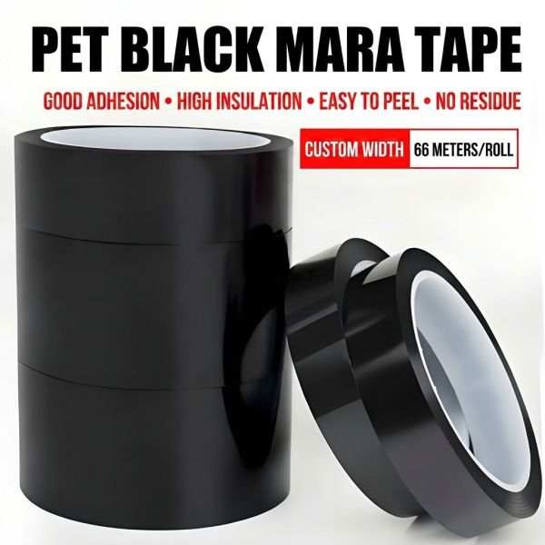 Nomay Black PET High Temperature Tape with 100% Full Blackout, 220℃ Heat Resistance, and No Residue Silicone Adhesive for LED LCD Backlight Shading