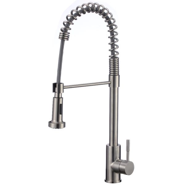 Mezclador de agua fría caliente Grifos de fregadero de extracción Tratamiento de la superficie de cromo