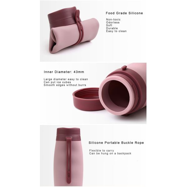 Portable Sports Collapsible Travel Water Bottle , Silicone Drinking Water Bottle