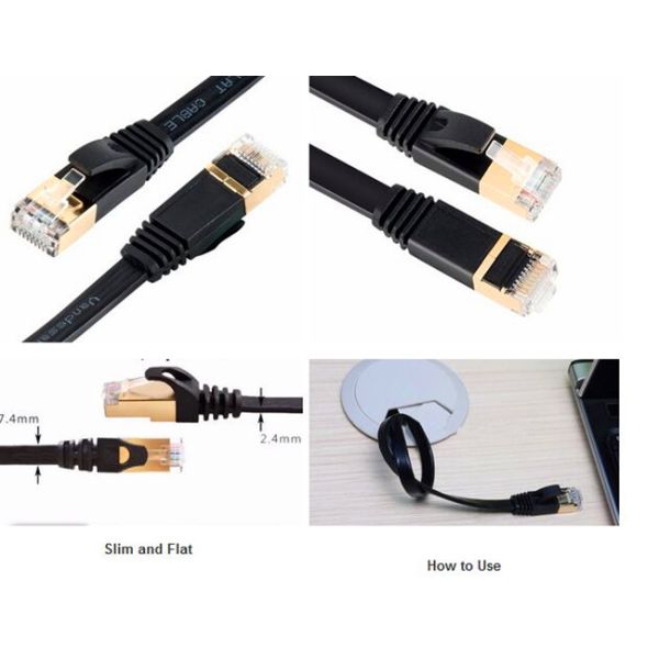 FTP STP Flat Cat6e Ethernet Cable / Patch Cord Cable Custom Length And Color