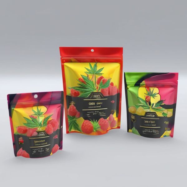 Standing Zipper Weed Bag Custom Recycle PE Marijuanna Packaging For Edible CBD Food Gummy