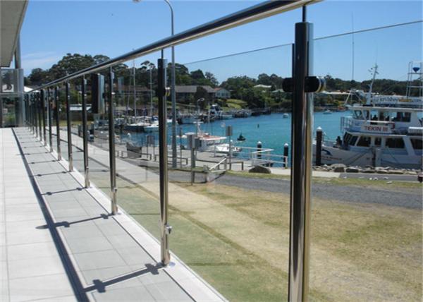 Modern Stainless Steel Glass Balcony Railings , Clear Laminated Glass Railing