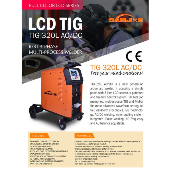 El LCD exhibe el amperaje de TIG Water Cooling 320A de la soldadora del inversor de la CA DC