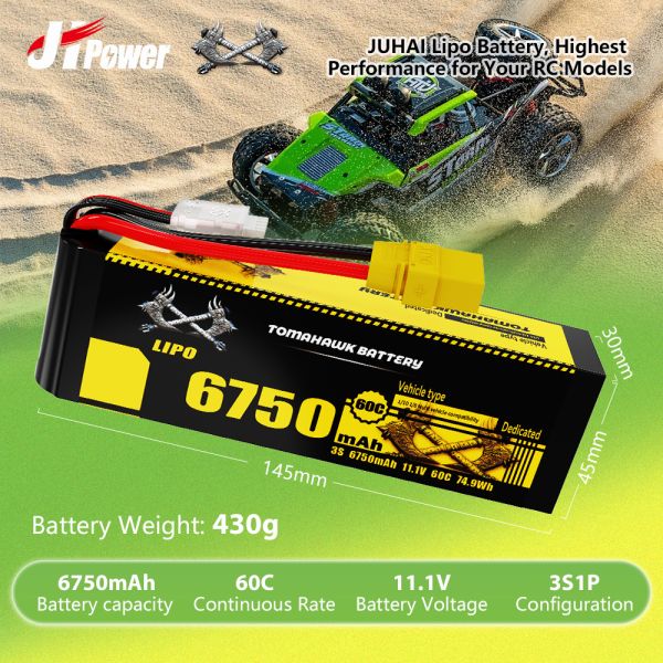 3S RC Car Lipo Battery 11.1V 6750mAh 60C Lipo Battery For Racing And Recreation