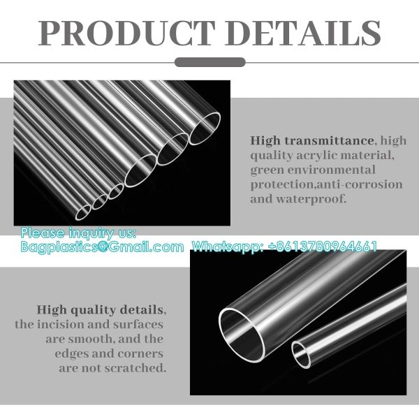 Acrylic Tube, Clear Plastic Pipe Tube 15.5'' Length Clear PVC Pipe Round Polycarbonate Tubing Chemical Resistant