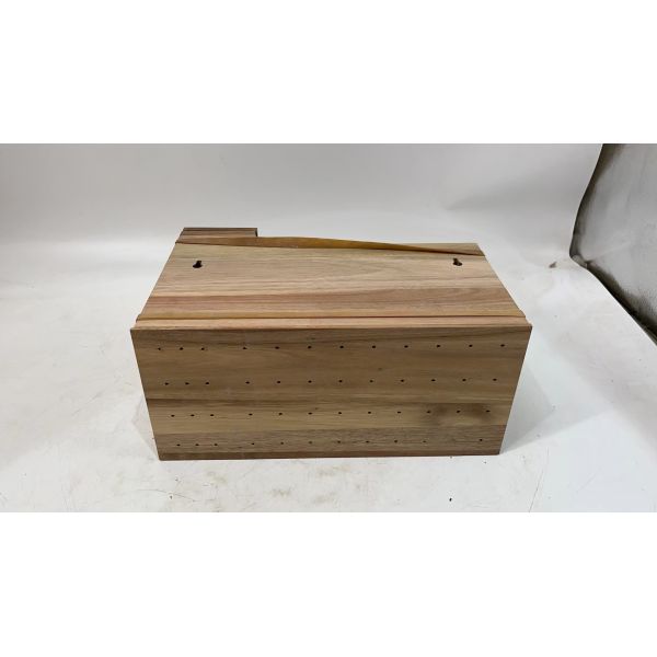 Embossed Acacia Wood Kitchen Counter Storage Box with Large Capacity and Exquisite Design