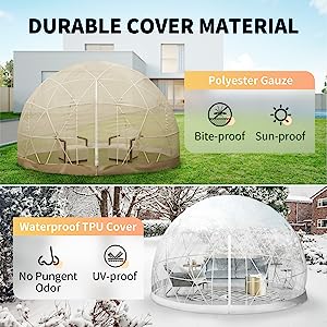 Luxury Large Glamping Tent Outdoor Geodesic Dome Tent Event Dome Outdoor With Shower Toilet, Canopy Gazebos Screen