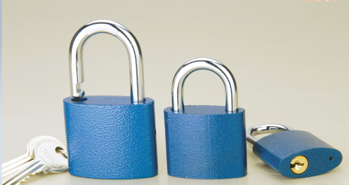 Rarlux High Security Durable Decentered Solid Blue Color Plastic Painted Hardened Steel Iron Padlock Solid Brass Cylinder Key