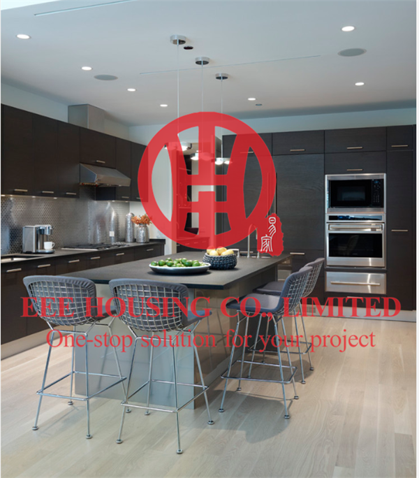 Customized Modern Laminated Wood Grain Color Kitchen Cabinet with Excellent Design and Quality