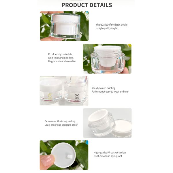 White Transparent Acrylic Jar Round Double Cosmetic Face Cream Jars 50g