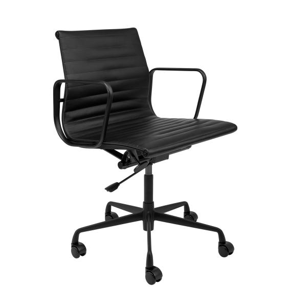 Swivel / Backward Ribbed Leather Office Chair , Charles Style Ribbed Conference Chair