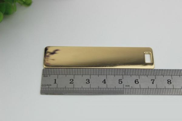 Super quality custom handbag hardware gold 70 mm length rectangle shape metal logo plate without letters