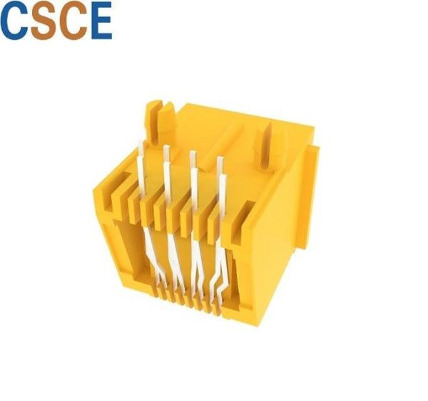 Right Angle Panel RJ45 Modular Jack Green Color Contact Resistance 30 Milliohms Max