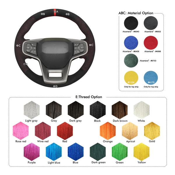 Car Accessories Customized Dark Soft Suede Steering Wheel Cover for Ford Bronco 2021 2022 2023 2024