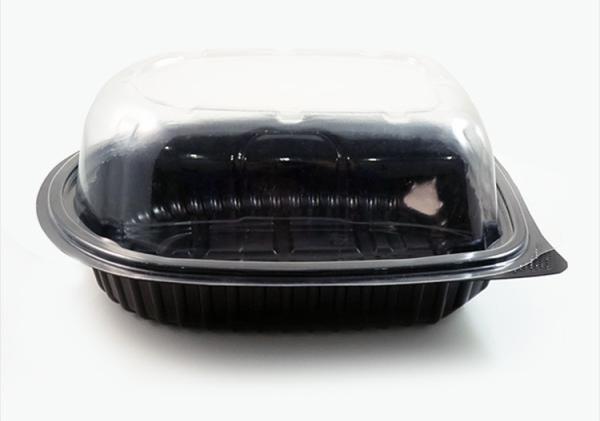 Transparent PP Roast Chicken Plastic Container Black Bottom Anti Fog Lid