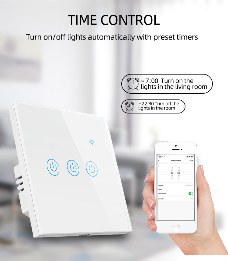 Умный переключатель WiFi с четырьмя бандами 433 МГц RF Touch Remote Light Switch EU UK 220V
