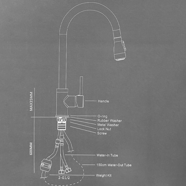 SONSILL 304 Stainless Steel Pull Out Sink 360 Degree Kitchen Faucet