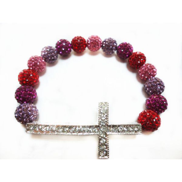 Браслет причудливого страза плакировкой красного Хандмаде вышитый бисером с косым крестом