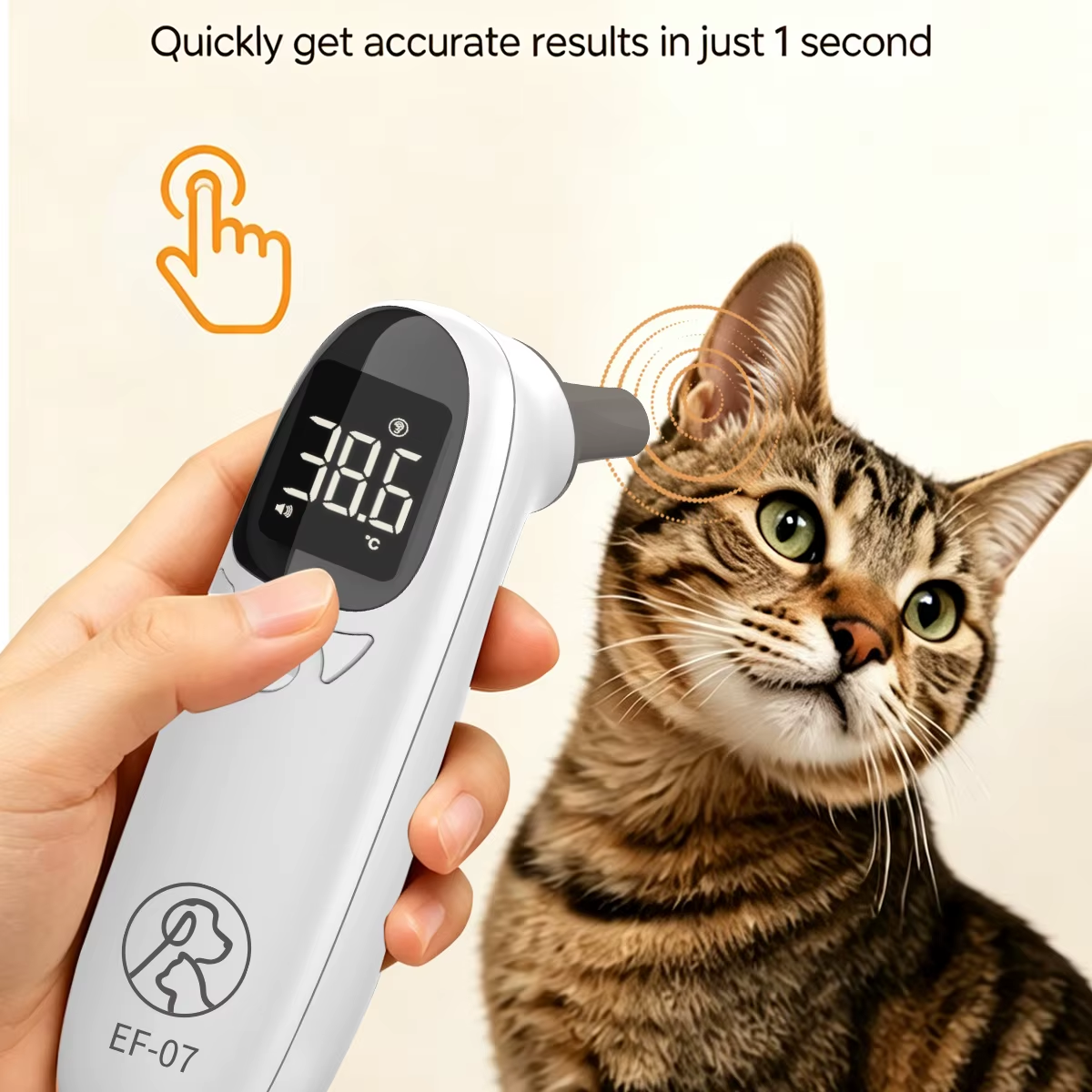 USB Rechargeable High Precision Veterinary Thermometer with Infrared Ear Measurement for Pets and Livestock