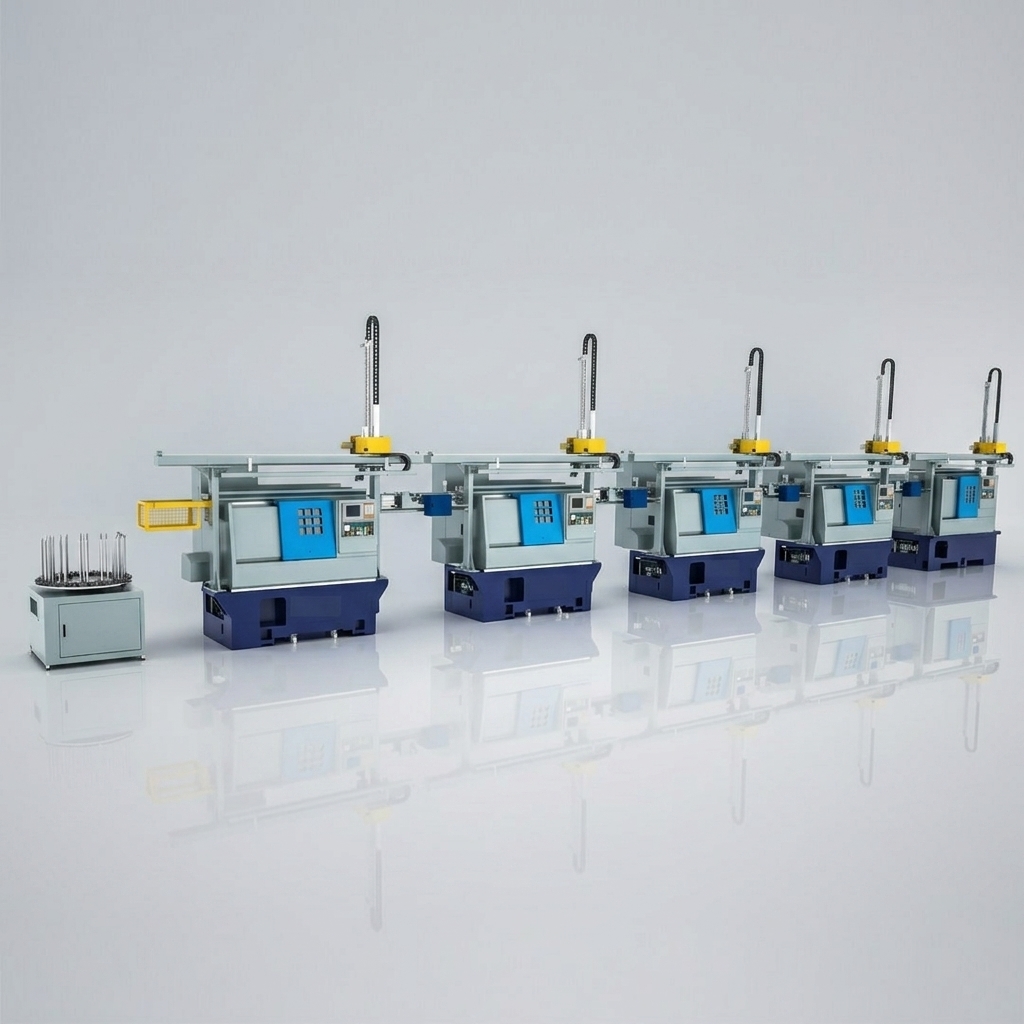 High Efficiency Multi-equipment CNC Lathe Automatic Gantry Loader Stable Running Precision Machining Automated Production Line