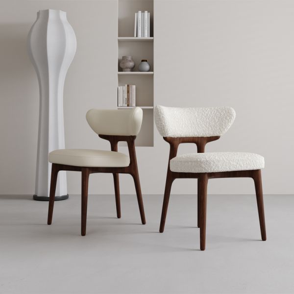 Star Hotel Solid Wood White Leather Dining Room Chairs