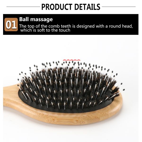 Laser Vent Wide Tooth Boar Bristle Hair Comb Wooden Anti Static Hair Brush For Women