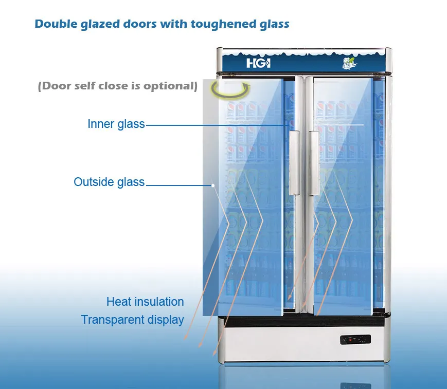 Vertical Display Rack Refrigerated Showcase Supermarket Beverage Cold Drink Chiller Cooler Lsc660K