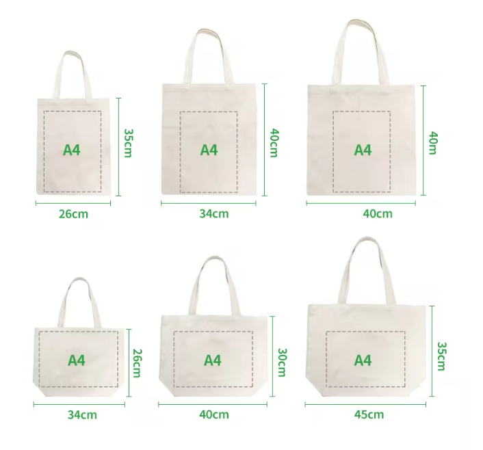 8OZ 10OZ Canvas Cotton Collapsible Grocery Bags Foldaway Shopping Bag Custom Printing