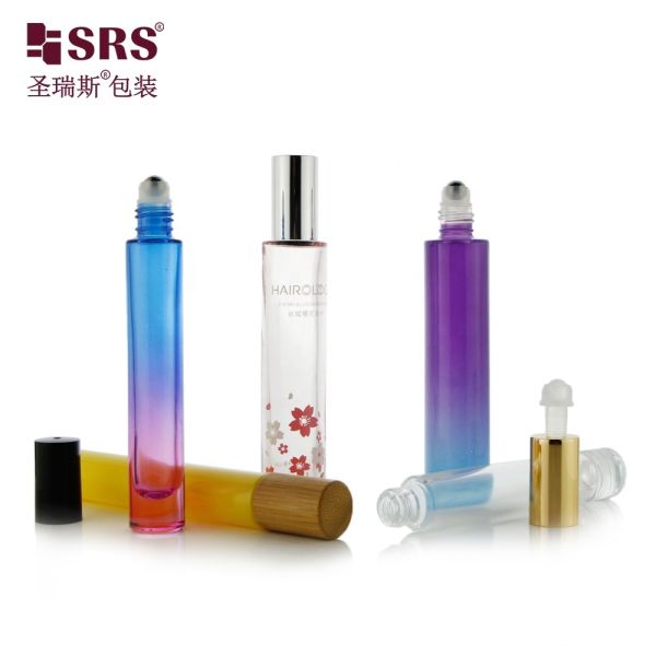 10ml 15ml Slim Round Cylinder Heavy Wall Thick Bottom Customized Glass Roll On Roller Bottle for Essential Oil and Perfume