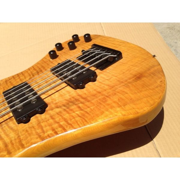 Flame maple 5 string electric bass guitar with ashwood body 20 tone position maple fingerboard free shipping