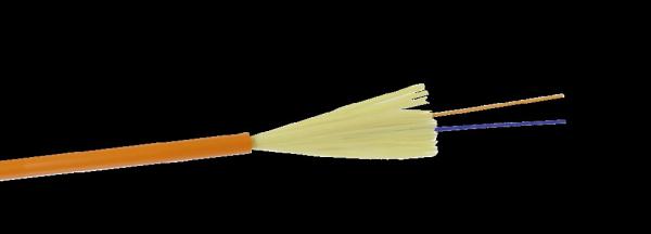 PVC / LSZH Duplex Round Breakout Fiber Optic Cable With Embedded Sheath Strand for high tensile and crush resistance