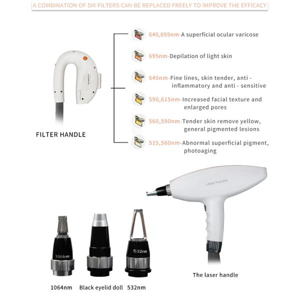 615nm OPT Laser Hair Removal Machine Acne Vascular Photon Rejuvenation Ipl