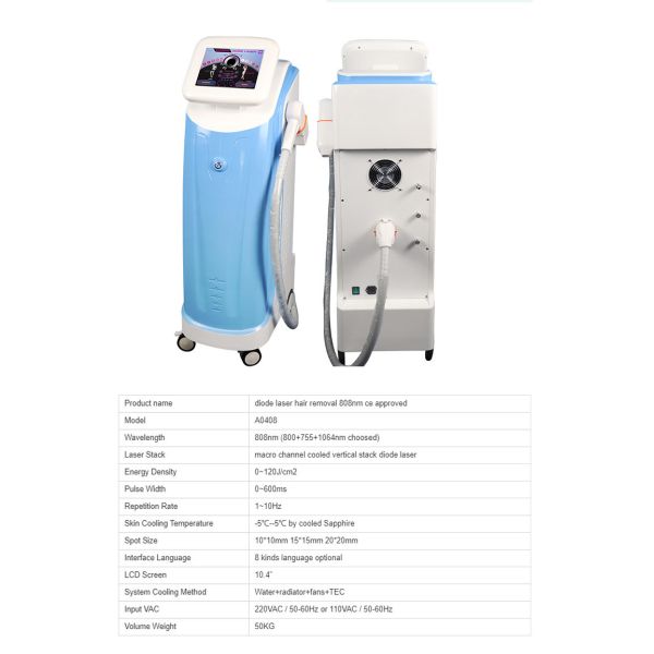 Vertical Diode Laser Hair Removal Machine Permanent Painless 808nm
