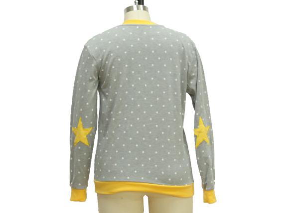 Cute Elbow Star Patch Casual Ladies Wear Cotton Winter Pajamas Big Eyelet At Front