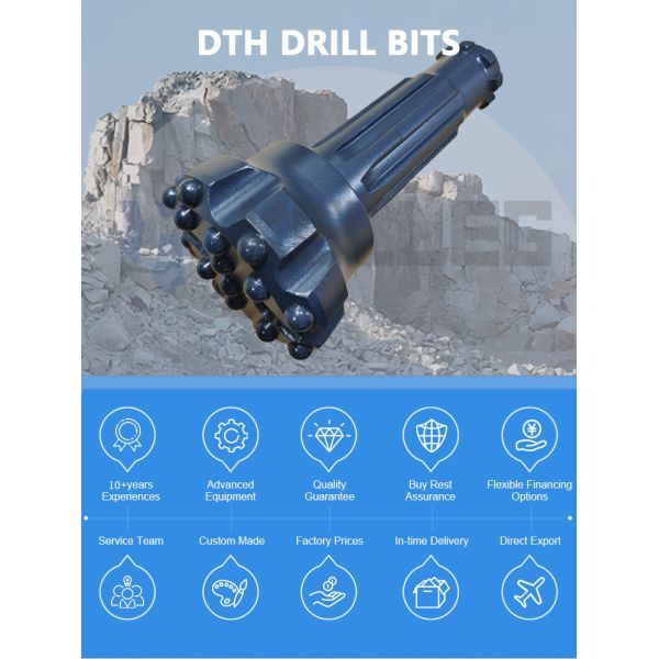 High Quality Rock Drill Button Bits DTH ball tooth drill bits for rock drilling in engineering mines have high-efficiency