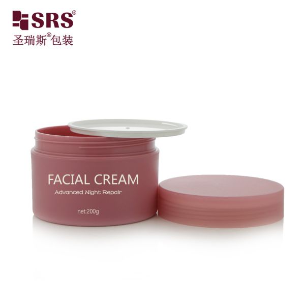 SRSJK-200g Hot Red Custom Design Empty Round PP Plastic Jar With Screw Lid With Disc Liner For Airtight For Cream Butter Packaging
