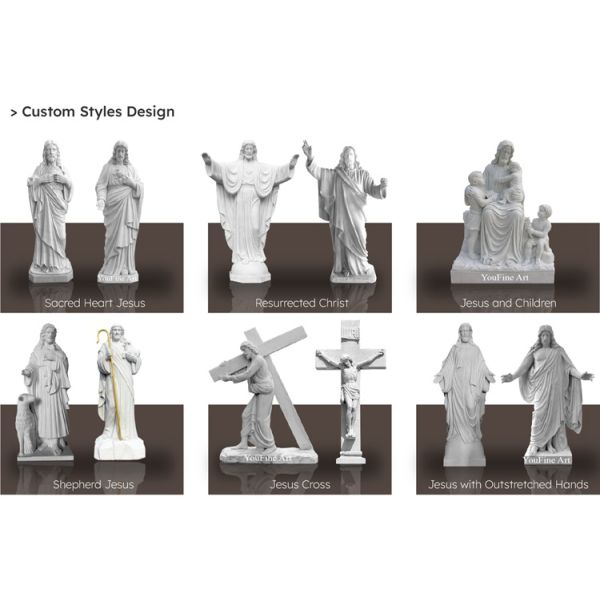 Customized Large Life Size Religious Sculpture Garden Decorative Pure White Marble Holy Family Church Statue