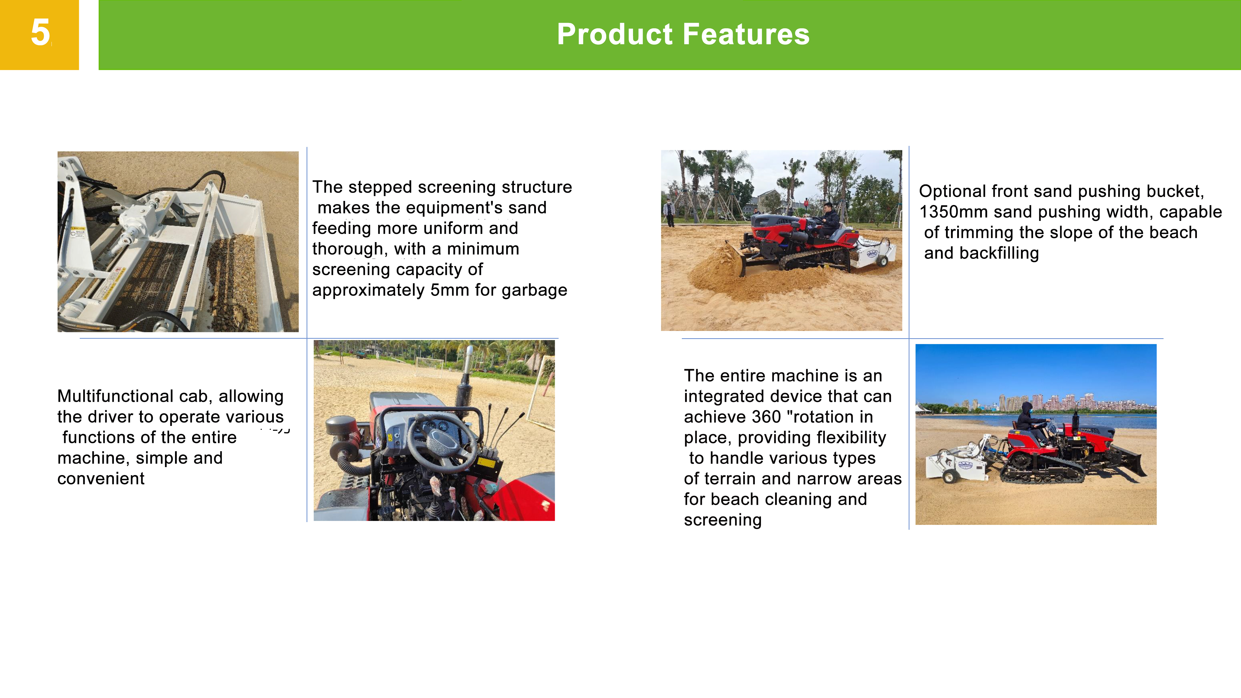 Environmentally Friendly 1200mm Industrial Steel Walk-Behind Beach Sand Cleaning Machine