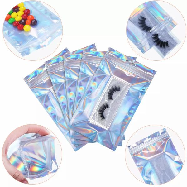 Resealable Smell-Proof Holographic Ziplock Bag with 80-200 Microns Thickness and Customized Logo Printing