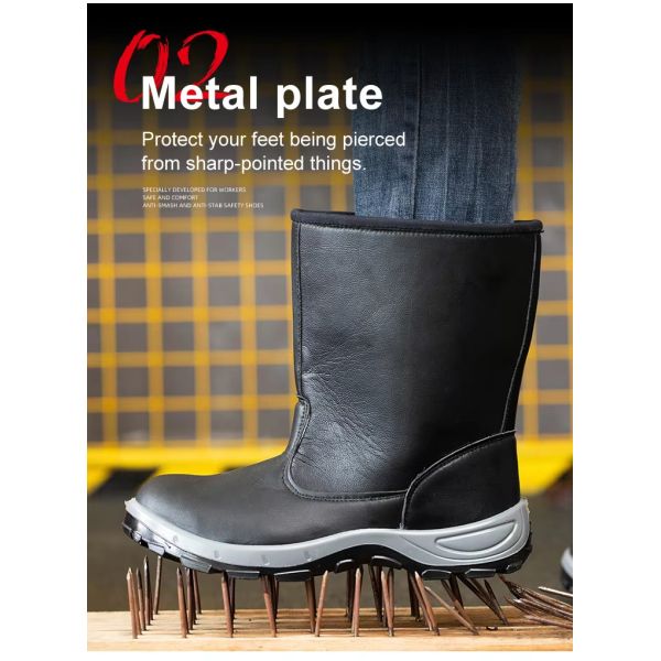 Black High Cut Work Boots For Men Welding Safety Shoes With Steel Toe