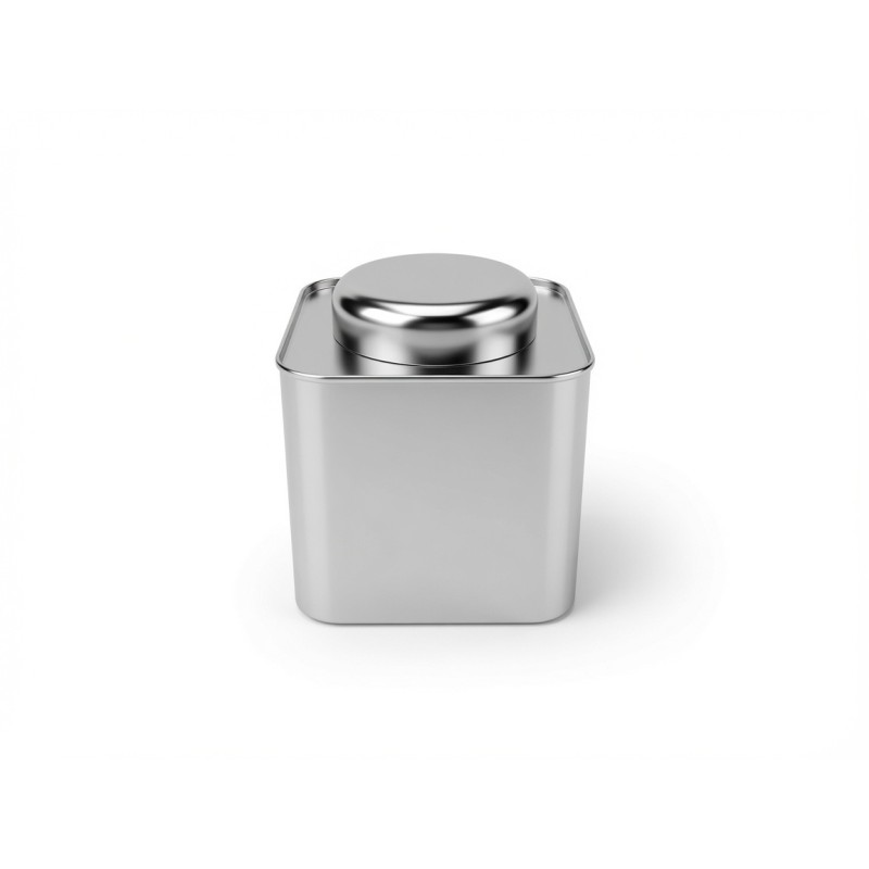 Square Silver Metal Tea Tin Can with Round Lid - Premium Loose Leaf Tea Storage, Chocolate, Matcha Powder, Candy, Coffee